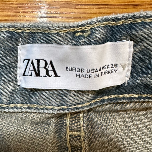 Zara wide-leg jeans with a high waist and raw hem size 4 (a3 - Picture 6 of 13